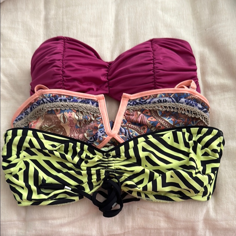 Trendy Strapless Bikini Tops Set